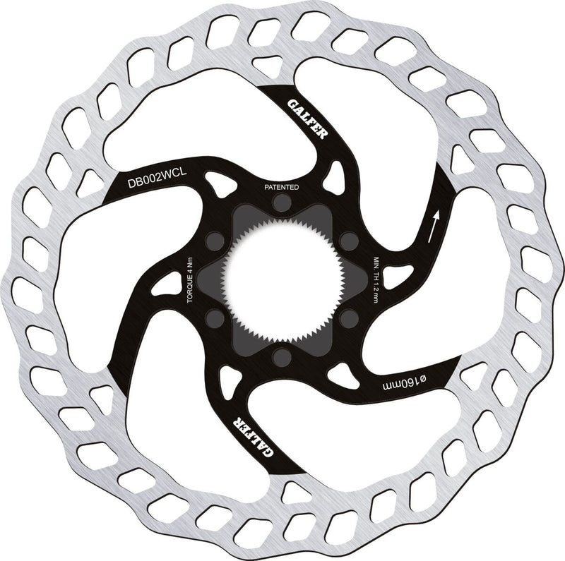 Galfer Fixed Disc Wave® Center-Lock Brake Rotor Black Silver Stainless Steel #DB002WCL