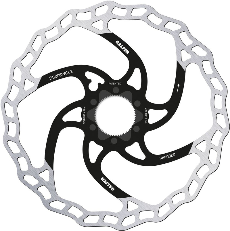 Galfer Fixed Disc Wave® Center-Lock Brake Rotor Black Silver Stainless Steel
