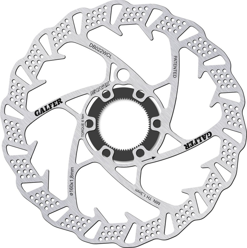Galfer Fixed Disc Shark® Center-Lock Brake Disc Silver Brake Rotor Stainless Steel