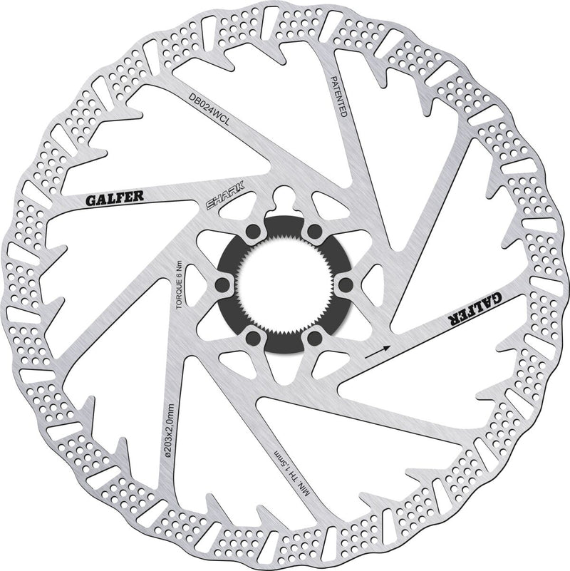 Galfer Fixed Disc Shark® Center-Lock Brake Disc Silver Brake Rotor Stainless Steel