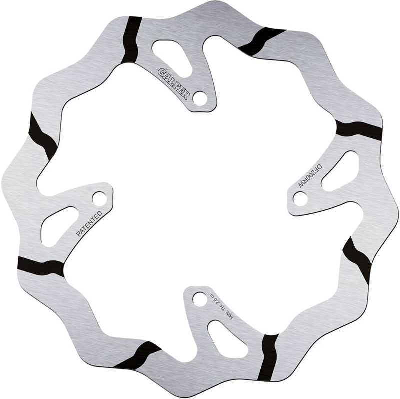 Galfer BRAKE ROTOR FIXED WAVE GROOVED OVERSIZE for 2006-2024 KAWASAKI Wave® Black Silver Solid-Mount Front One Piece (Fixed) Stainless Steel #DF200RW