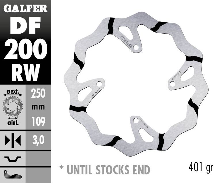 Galfer BRAKE ROTOR FIXED WAVE GROOVED OVERSIZE for 2006-2024 KAWASAKI Wave® Black Silver Solid-Mount Front One Piece (Fixed) Stainless Steel Each