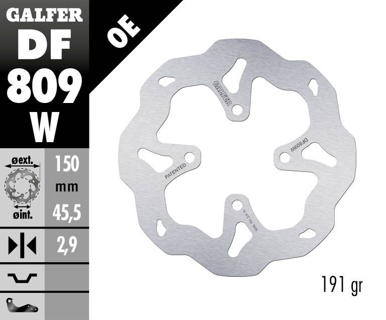 Galfer Wave® Brake Rotor Silver Solid-Mount Rear One Piece (Fixed) Stainless Steel Each