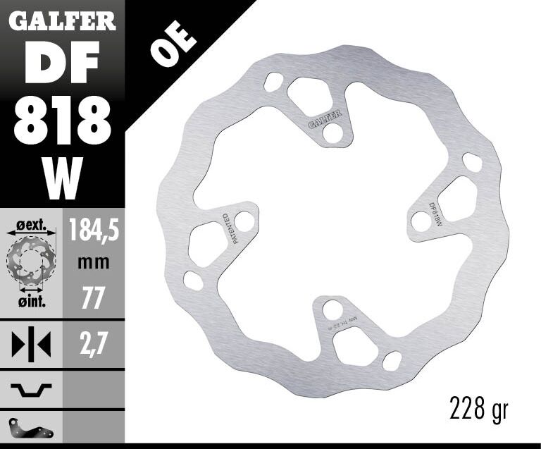 Galfer Wave® Brake Rotor for 2005-2023 BETA Silver Solid-Mount Front One Piece (Fixed) Stainless Steel Each