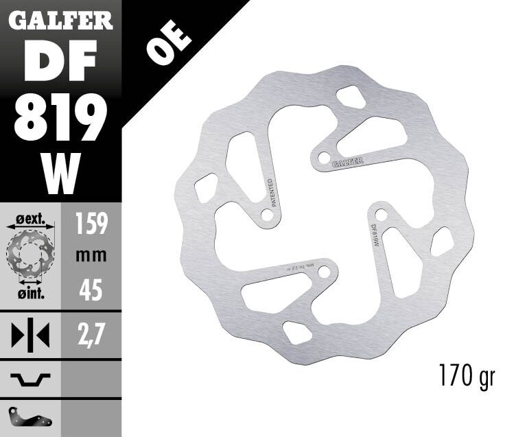 Galfer Wave® Brake Rotor for 2009-2023 BETA EVO Silver Solid-Mount Rear One Piece (Fixed) Stainless Steel Each