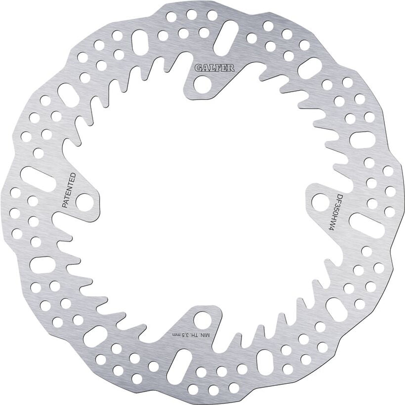 Galfer BRAKE ROTOR SHARK FIXED for 2005-2026 SUZUKI RM-Z Shark Fin Silver Solid-Mount Rear One Piece (Fixed) Stainless Steel #DF350HW4