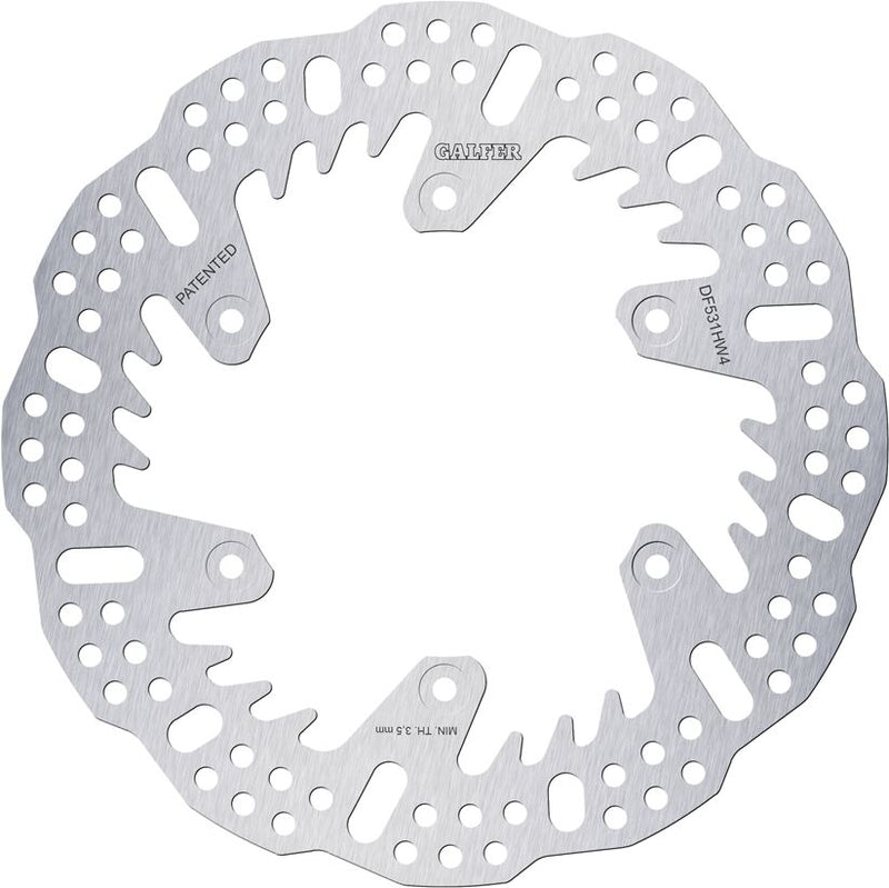 Galfer BRAKE ROTOR SHARK FIXED Shark Fin Silver Solid-Mount Rear One Piece (Fixed) Stainless Steel #DF531HW4