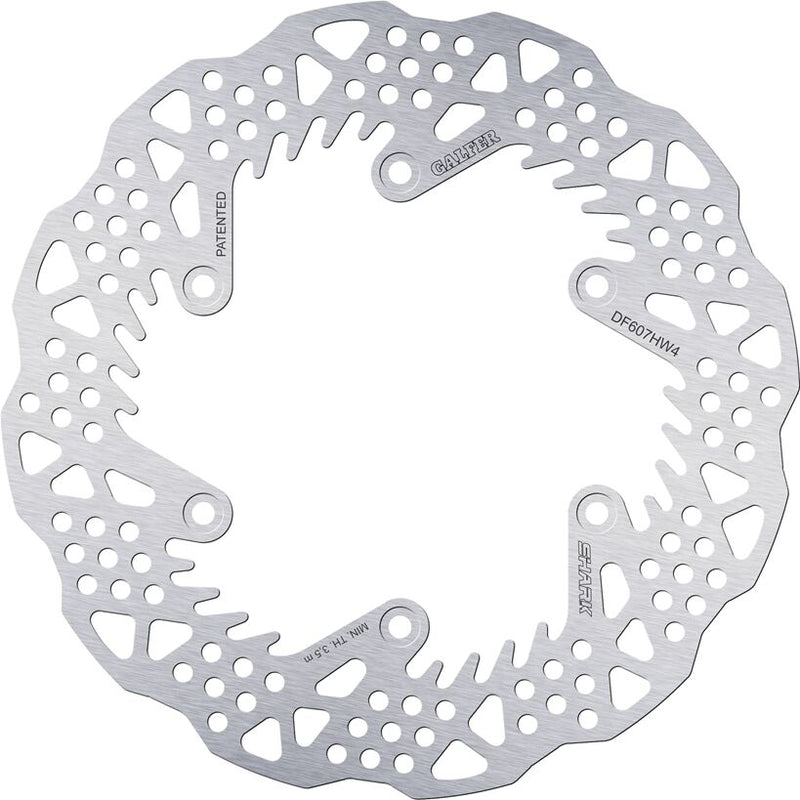 Galfer BRAKE ROTOR SHARK FIXED Shark Fin Silver Solid-Mount Rear One Piece (Fixed) Stainless Steel
