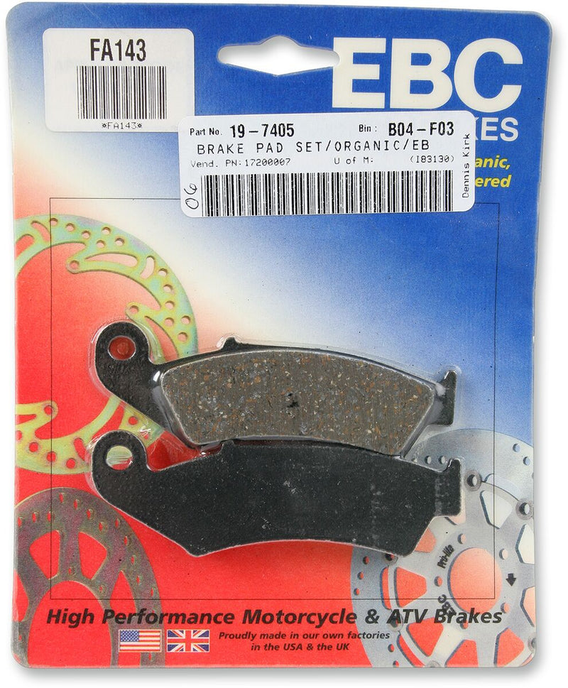 EBC Organic Base "FA" Brake Pads for 1988-1997 HONDA FA Series Rear Left Aramid Fibre Set of 2