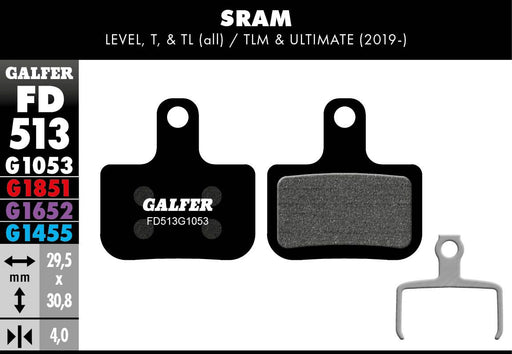 Galfer G1053 Standard Brake Pads SRAM Level SRAM Level-T Bicycle Semi-Metallic