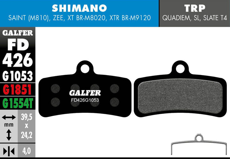 Galfer G1053 Standard Brake Pads Shimano Saint BR-M810 Shimano XT BR-M8020 Bicycle Semi-Metallic #FD426G1053