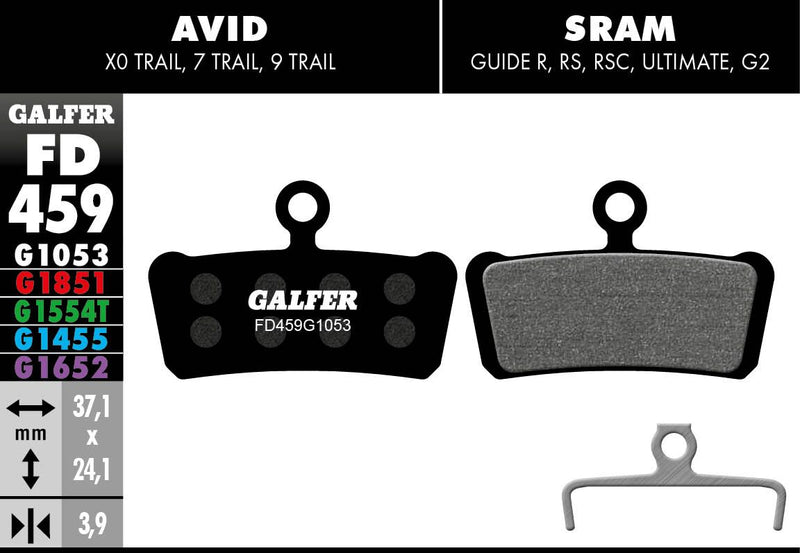 Galfer G1053 Standard Brake Pads Avid Trail 7 Avid Trail 9 Bicycle Semi-Metallic
