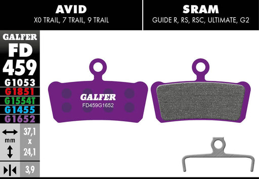 Galfer G1652 E-Bike Brake Pads Avid Trail 7 Avid Trail 9 Bicycle Semi-Metallic #FD459G1652