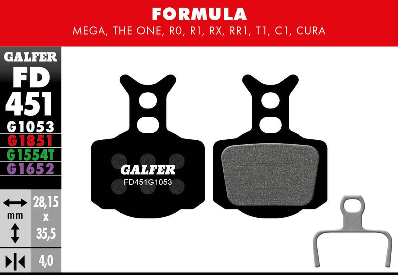 Galfer G1053 Standard Brake Pads Formula C1 Formula Cura Bicycle Semi-Metallic #FD451G1053