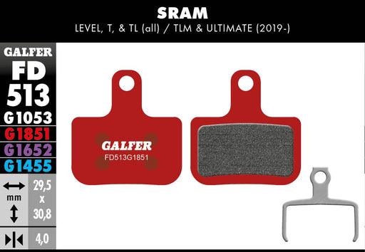 Galfer G1851 Advanced Brake Pads Level TLM SRAM Level Bicycle Semi-Metallic Pair #FD513G1851
