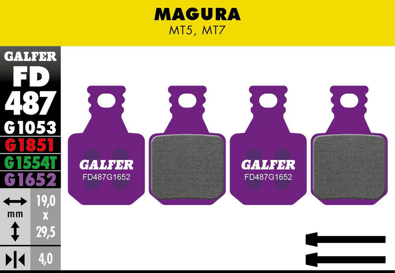 Galfer G1652 E-Bike Brake Pads Ebike Magura MT5 Purple Multi-Purpose Bicycle Organic Pair #FD487G1652