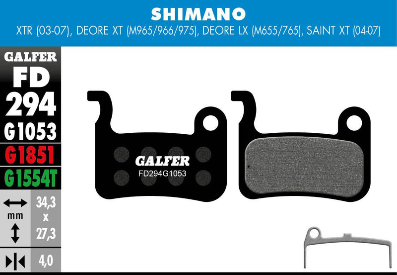 Galfer G1053 Standard Brake Pads Deore LX (M655) Deore LX (M765) Bicycle Semi-Metallic Pair #FD294G1053