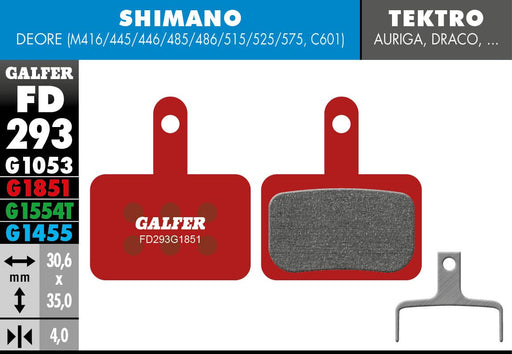 Galfer G1851 Advanced Brake Pads Shimano Deore BR-C601 Shimano Deore BR-M416 Bicycle Semi-Metallic Pair
