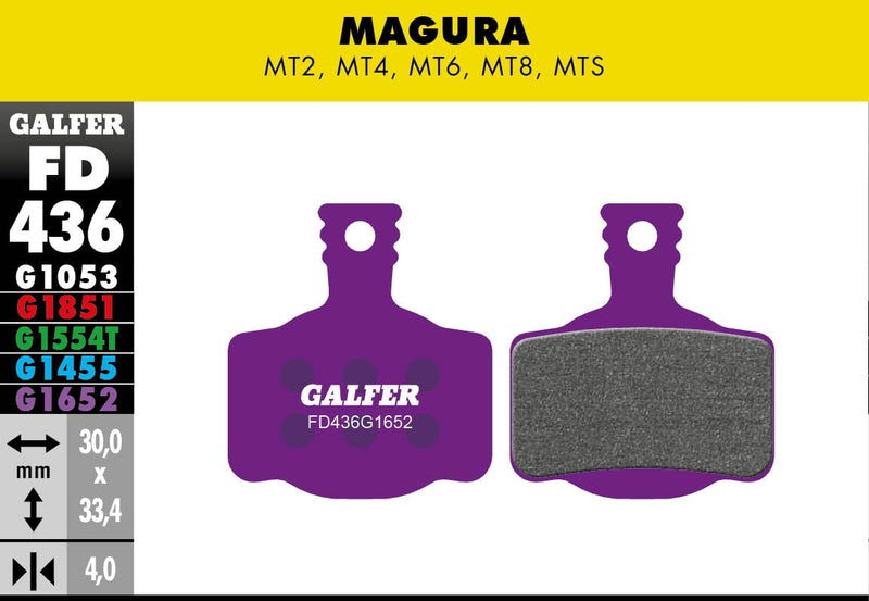 Galfer G1652 E-Bike Brake Pads Magura MT2 Magura MT4 Bicycle Semi-Metallic Pair #FD436G1652