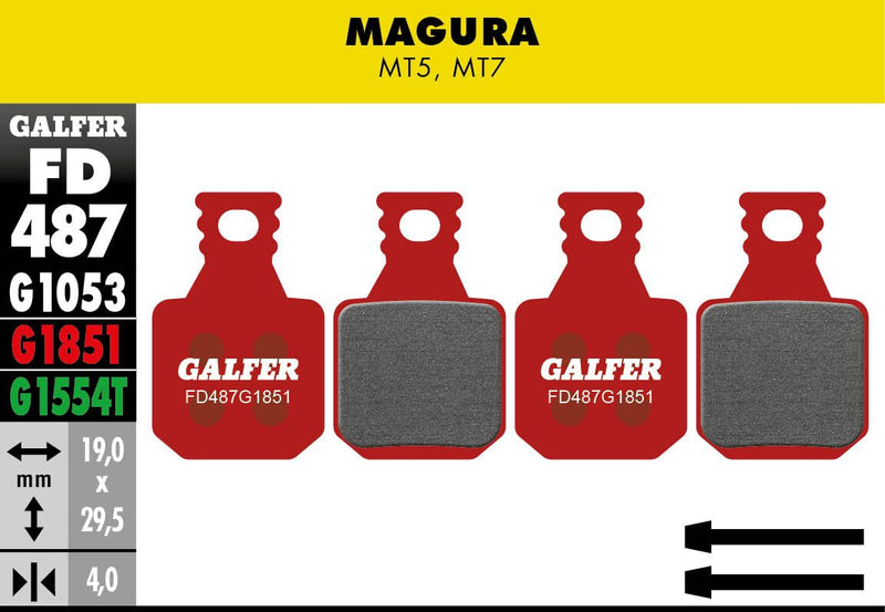 Galfer G1851 Advanced Brake Pads Magura MT5 Magura MT7 Bicycle Semi-Metallic Pair #FD487G1851