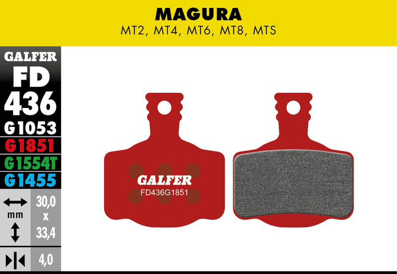 Galfer G1851 Advanced Brake Pads Magura MT2 Magura MT4 Bicycle Semi-Metallic Pair #FD436G1851