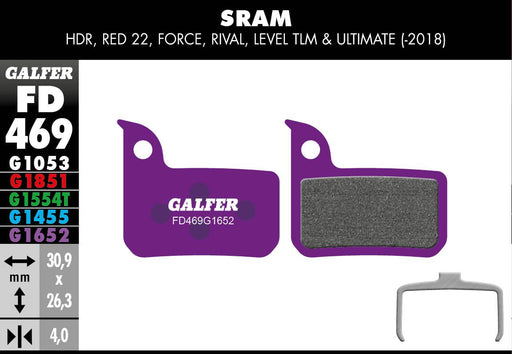Galfer G1652 E-Bike Brake Pads Force Level TLM Bicycle Semi-Metallic Pair #FD469G1652