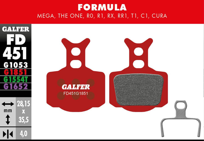 Galfer G1851 Advanced Brake Pads Formula C1 Formula Cura Bicycle Semi-Metallic Pair #FD451G1851
