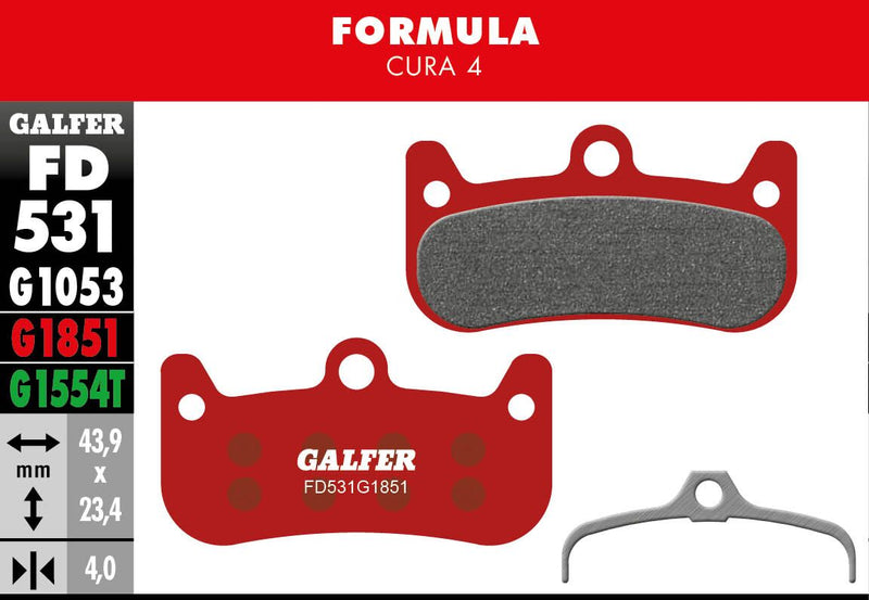 Galfer G1851 Advanced Brake Pads Formula Cura 4 Bicycle Semi-Metallic Pair #FD531G1851
