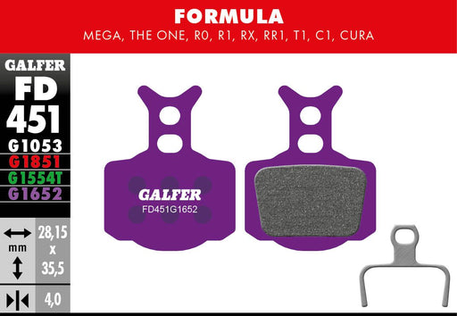 Galfer G1652 E-Bike Brake Pads Formula C1 Formula Cura Bicycle Semi-Metallic Pair #FD451G1652
