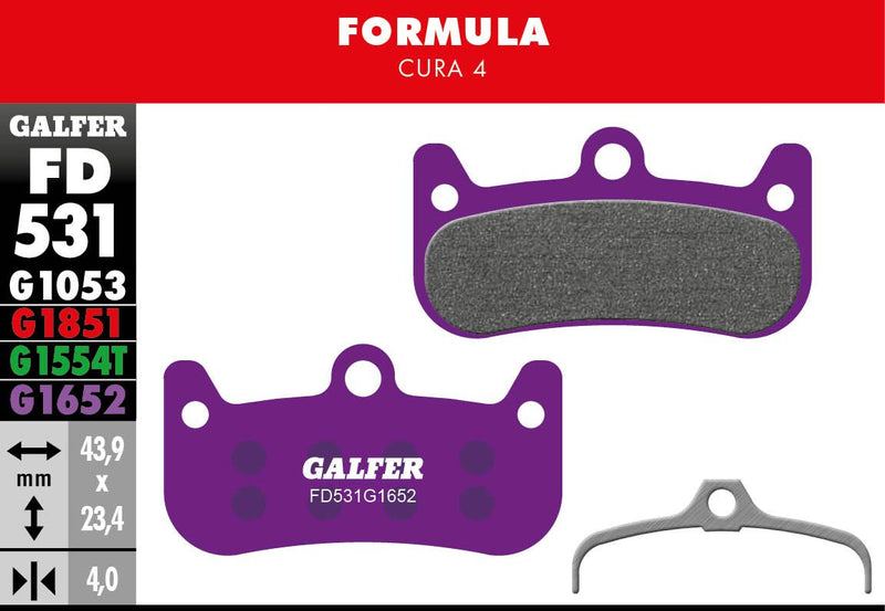 Galfer G1652 E-Bike Brake Pads Formula Cura 4 Bicycle Semi-Metallic Pair #FD531G1652