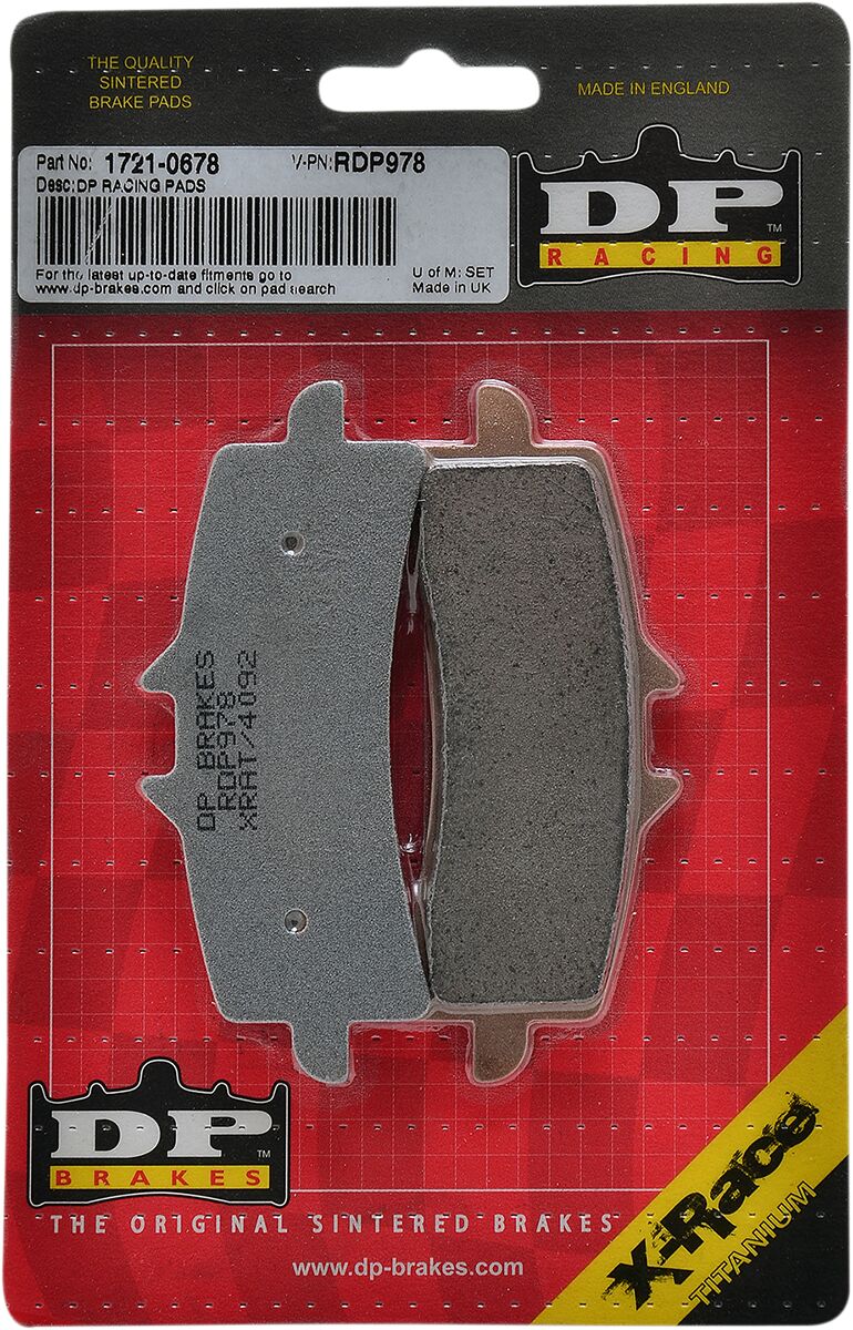 DP Brakes RDP X-Race Titanium Sintered Brake Pads RDP Racing Front Sintered Metal Copper Alloy Set of 2