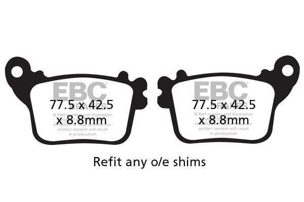 EBC Vee Semi-Sintered Brake Pads Street Rear Semi-Sintered Metal Semi-Metallic Pair