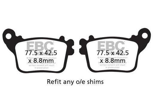 EBC Vee Semi-Sintered Brake Pads Street Rear Semi-Sintered Metal Semi-Metallic Pair