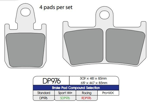 DP Brakes Standard Sintered Metal Brake Pads for 2007-2020 YAMAHA Multi-Purpose Front Pair