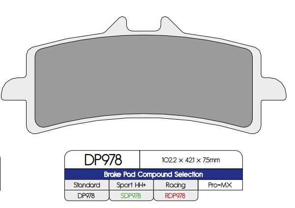 DP Brakes Standard Sintered Metal Brake Pads Multi-Purpose Front Pair #DP978