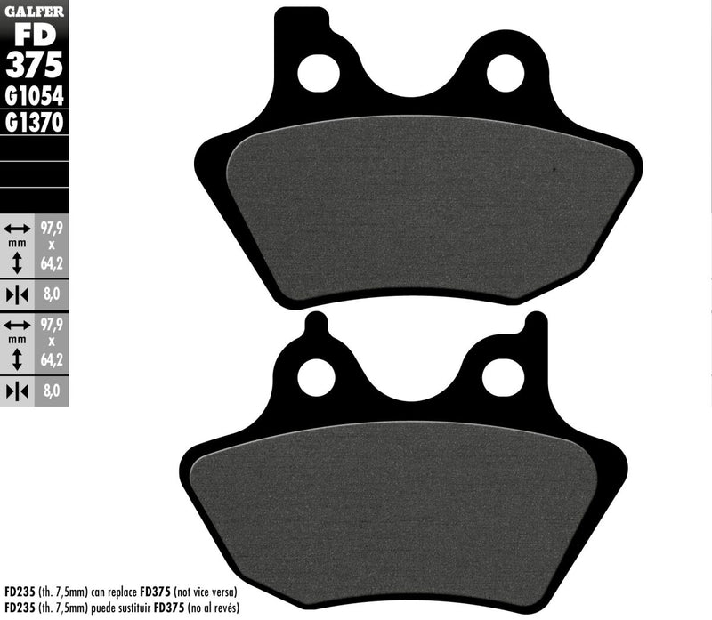 Galfer HH Sintered Brake Pads for 2001-2003, 2006-2017 Harley-Davidson Street Semi-Sintered Metal Set #FD375G1054