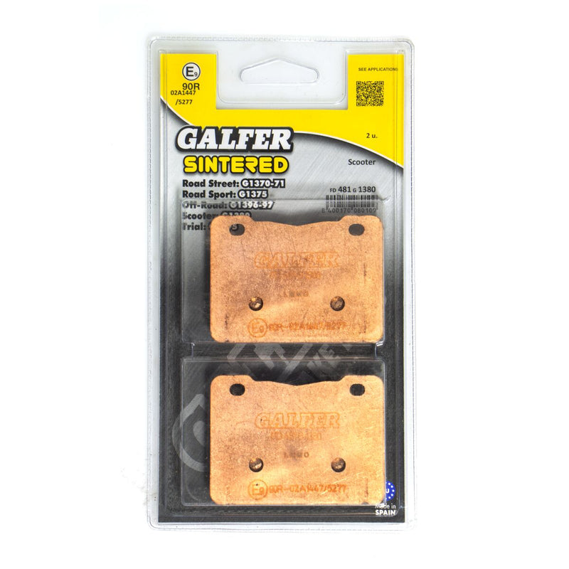 Galfer HH Sintered Brake Pads for 2012-2016, 2018-2025 SYM Street Front Rear Sintered Metal Set #FD481G1380