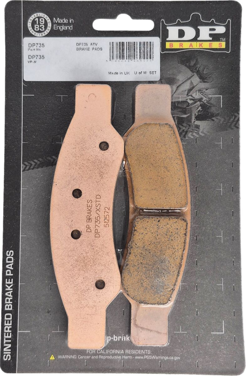 DP Brakes ATV/UTV Sintered Metal Brake Pads for 2024-2025 CAN AM (BRP) MAVERICK R 999 EFI 4X4 Rear Copper Alloy Set of 2 #DP735