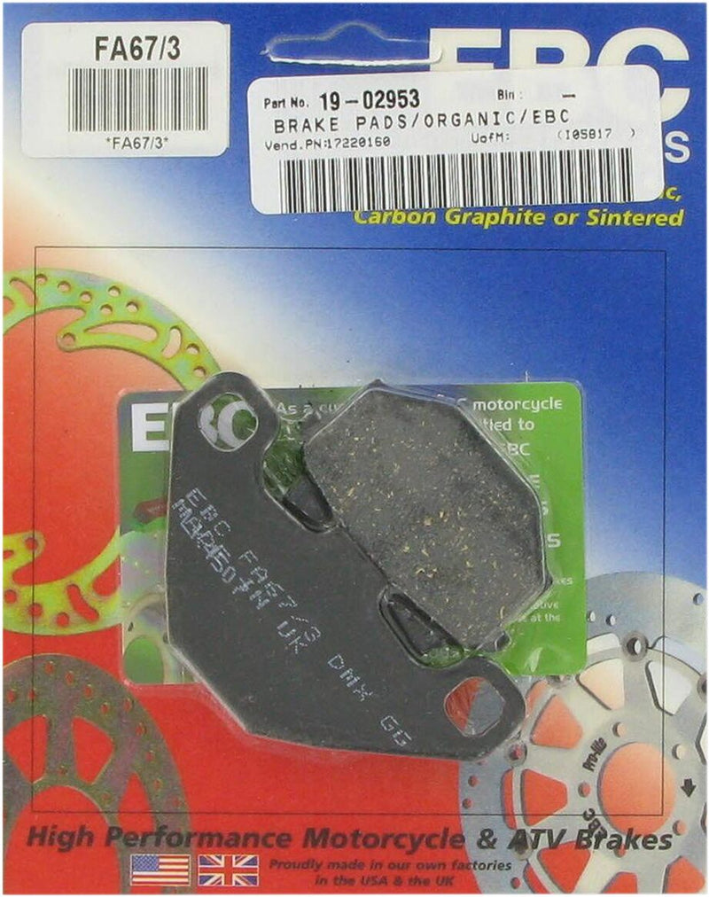 EBC Organic Base "FA" Brake Pads for 1987-1989, 1991-2007 KAWASAKI FA Series Rear Left Aramid Fibre Set of 2 #FA067/3
