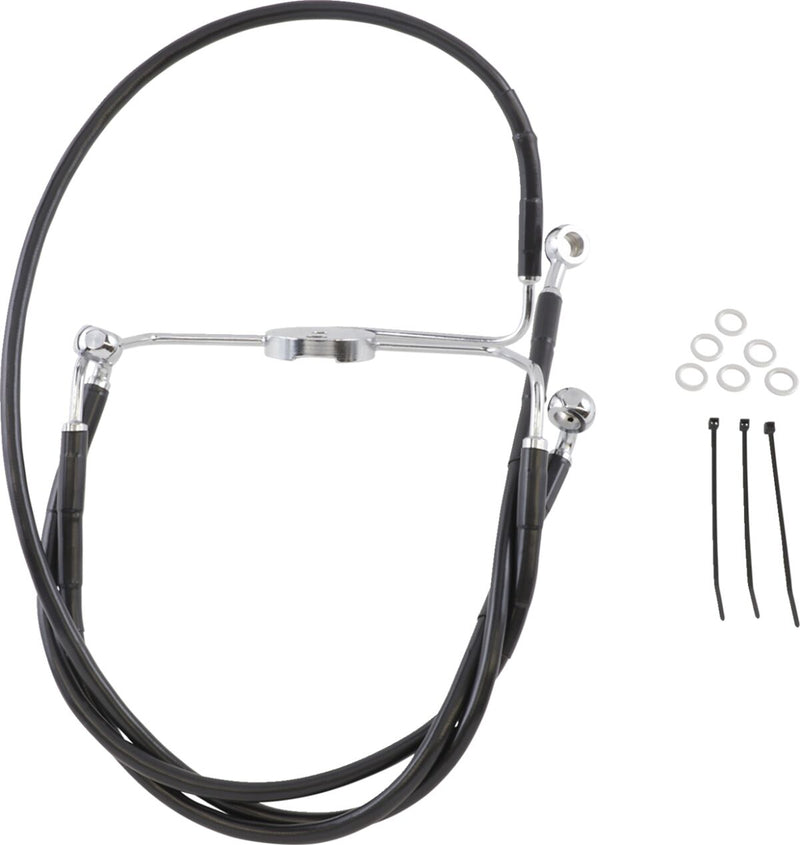 Drag Specialties Extended Length Black Vinyl Brake Line Kit Fits Harley-Davidson Touring Models 1994-2007