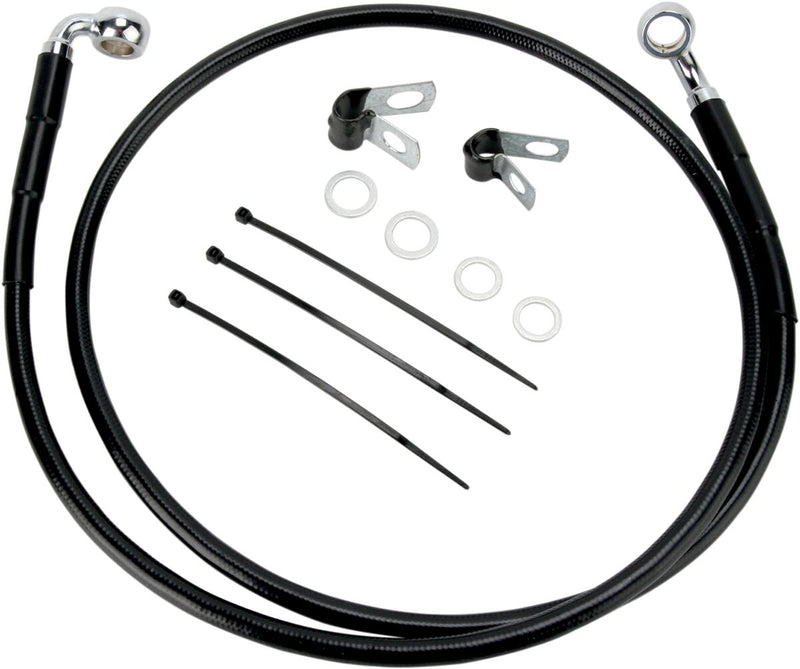 Drag Specialties Extended Length Black Vinyl Brake Line Kit Fits Harley-Davidson Dyna Models 2001-2005