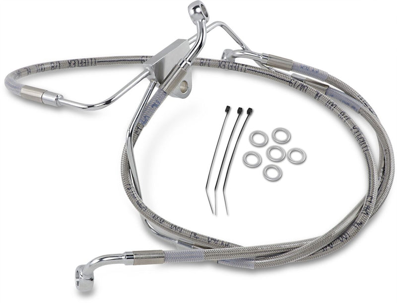 Drag Specialties Extended Length Stainless Steel Brake Line Kit Fits Harley-Davidson Touring Models 1996-2007