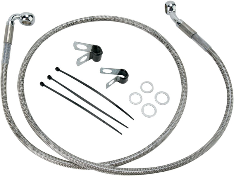 Drag Specialties Extended Length Stainless Steel Brake Line Kit Fits Harley-Davidson Dyna Models 2000-2005