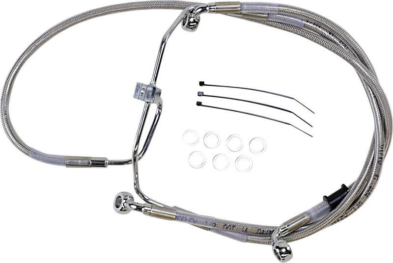 Drag Specialties Extended Length Stainless Steel Brake Line Kit Fits Harley-Davidson Dyna Models 2008-2015