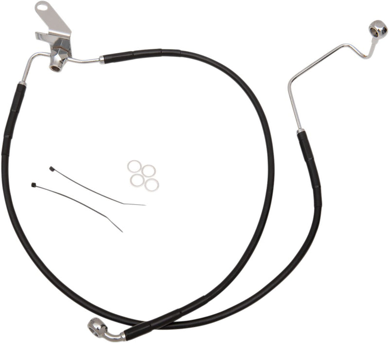 Drag Specialties Extended Length Black Vinyl Brake Line Kit Fits Harley-Davidson Softail Models 2004-2006