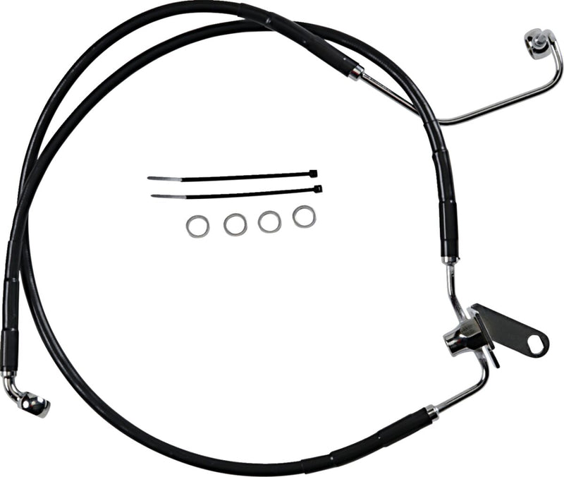Drag Specialties Extended Length Black Vinyl Brake Line Kit Fits Harley-Davidson Softail Models 2004-2006