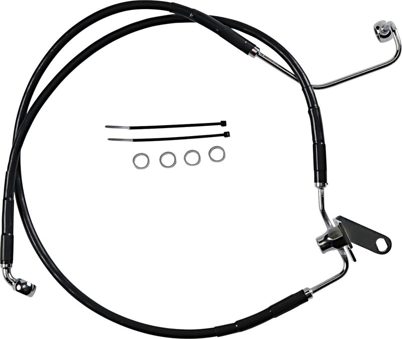 Drag Specialties Extended Length Black Vinyl Brake Line Kit Fits Harley-Davidson Softail Models 2004-2006