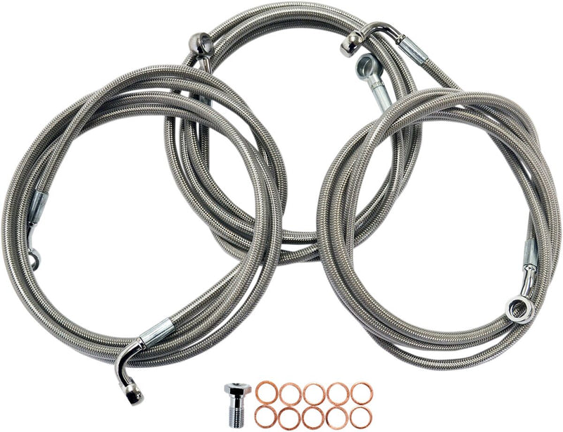 LA Choppers Stainless Steel Brake Line Kit Silver 38 cm - 43 cm (15" - 17") Ape Hanger #LA-8052B16