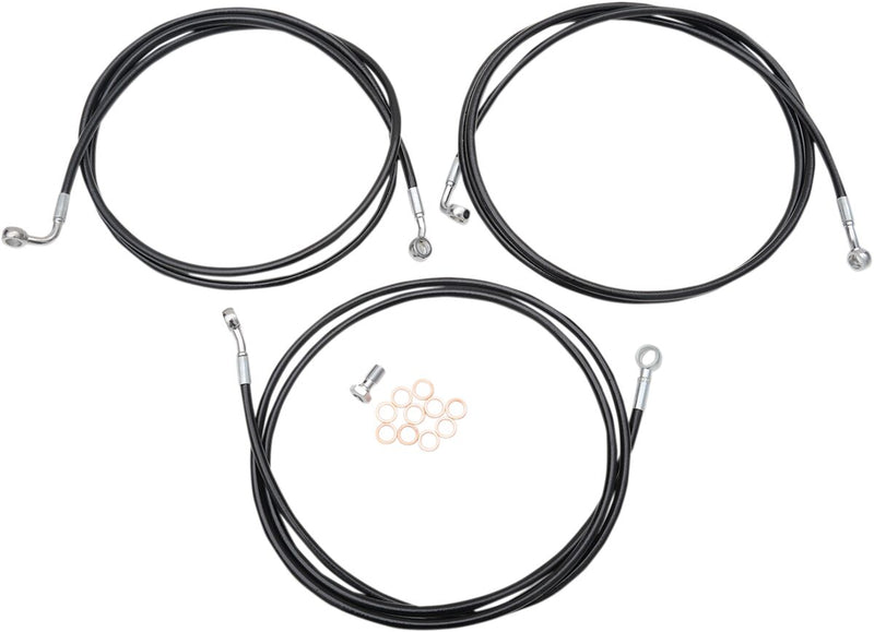 LA Choppers Black Braided Brake Line Kit 46 cm - 51 cm (18" - 20") Front Ape Hanger Stainless Steel Vinyl