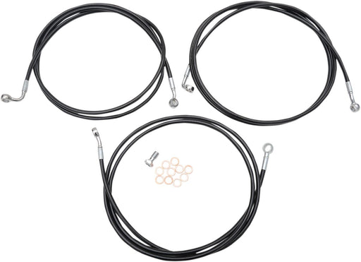 LA Choppers Black Braided Brake Line Kit 46 cm - 51 cm (18" - 20") Front Ape Hanger Stainless Steel Vinyl